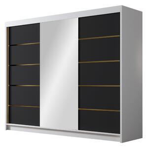 RHENE Garderob med Spegel 250x215 cm Svart/Vit -
