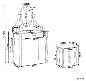 Sminkbord Svart och vitt MDF massivt trä 137 x 80 cm 3 lådor Vardagsrumsmöbler Glam Design Sovrum Beliani