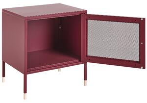 Sängbord Mörkröd Stål Metall Nätdörr Nattduksbord Industriell design Pulverlackerad Sovrum förvaringsmöbler Beliani