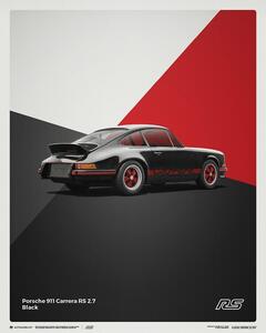 Konsttryck Porsche 911 RS - 1973 - Black, (40 x 50 cm)