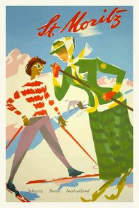 Konsttryck Vintage Travel Poster (Ski Season / Snow), (26.7 x 40 cm)