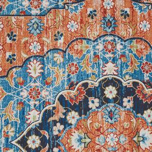 Matta Löpare Blå och Orange Polyester 60 x 200 cm Orientalisk Sliten Vardagsrum Sovrumsdekorationer Beliani