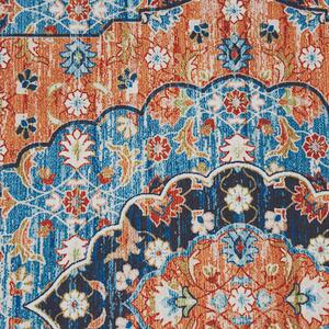 Matta Löpare Blå och Orange Polyester 80 x 200 cm Orientalisk Sliten Vardagsrum Sovrumsdekorationer Beliani