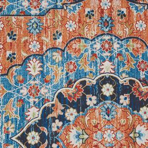 Matta Löpare Blå och Orange Polyester 80 x 240 cm Orientalisk Sliten Vardagsrum Sovrumsdekorationer Beliani
