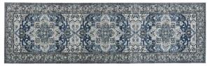 Löparmatta Grå och Blå Polyester 60 x 200 cm Orientalisk Sliten Vardagsrum Sovrum Dekorationer Beliani