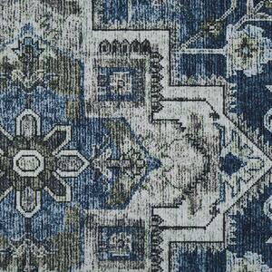 Löparmatta Grå och Blå Polyester 60 x 200 cm Orientalisk Sliten Vardagsrum Sovrum Dekorationer Beliani