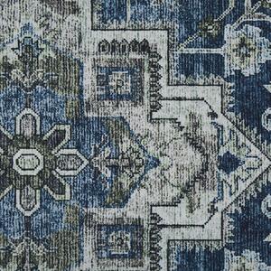 Löparmatta Grå och Blå Polyester 80 x 200 cm Orientalisk Sliten Vardagsrum Sovrum Dekorationer Beliani