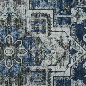 Löparmatta Grå och Blå Polyester 80 x 300 cm Orientalisk Sliten Vardagsrum Sovrum Dekorationer Beliani