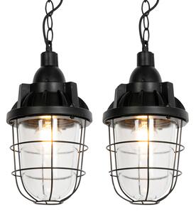 Set med 2 industriella hänglampor svart - Cabin