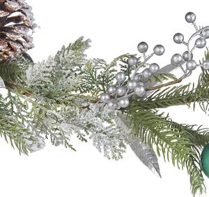 Julgirland Grön Silver Syntetmaterial 150 cm Konstgjord med dekorationer Frostade Beliani