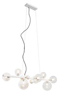 Art Deco hänglampa vit med klarglas 8 lampor - David