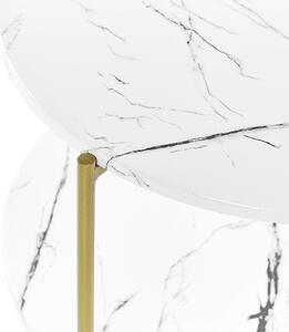 Soffbord Vit med guld MDF Järn ⌀ 50 cm med hylla Metallben Modern Glam Vardagsrum Beliani