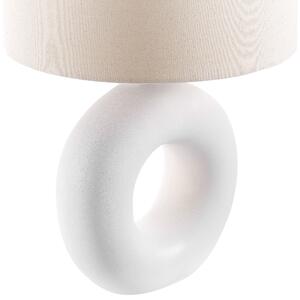 Bordslampa Vit Keramik Tyg Skärm Ambient Lighting Sängbordslampa Beliani