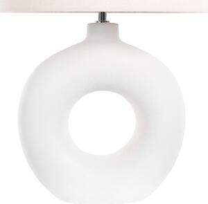 Bordslampa Vit Keramik Tyg Skärm Ambient Lighting Sängbordslampa Beliani