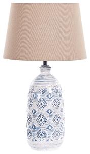 Bordslampa Vit och Blå Keramik Tyg Skärm Ambient Lighting Sängbordslampa Beliani