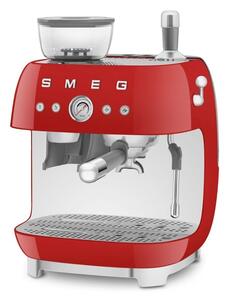 Manuell espressomaskin 50's Style, kaffekvarn, blank, röd
