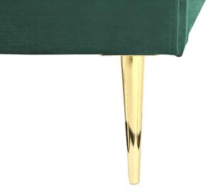 Dubbelsäng Grön Sammet Klädsel 160 x 200 cm Gyllene Ben Huvudgavel Lamellbotten Minimalistisk Beliani