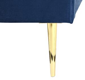 Dubbelsäng Marinblå Sammetsklädsel 180 x 200 cm Guldben Sänggavel Lamellram Minimalistisk Design Beliani