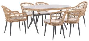 Trädgårdsmöbelset av bord och 6 stolar beige ALIANO Beliani