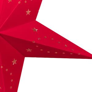 Set med 2 Adventsstjärnor Röd Sammetspapper 45 cm Hängande LED Jul Heminredning Högtidlig Traditionell Beliani