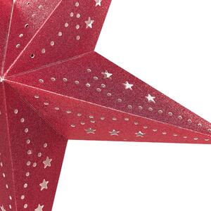 Set med 2 Adventsstjärnor Röd Glittrigt Papper 45 cm Hängande LED Jul Heminredning Högtidlig Traditionell Beliani