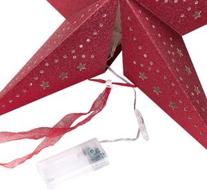 Set med 2 Adventsstjärnor Röd Glittrigt Papper 45 cm Hängande LED Jul Heminredning Högtidlig Traditionell Beliani