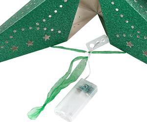 Set med 2 Adventsstjärnor Grön Glittrigt Papper 45 cm Hängande LED Jul Heminredning Högtidlig Traditionell Beliani