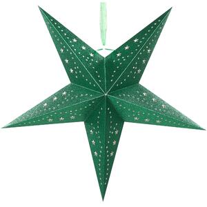 Set med 2 Adventsstjärnor Grön Glittrigt Papper 45 cm Hängande LED Jul Heminredning Högtidlig Traditionell Beliani