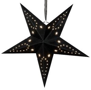 Set med 2 Adventsstjärnor Svart Sammetspapper 45 cm Hängande LED Jul Heminredning Högtidlig Traditionell Beliani