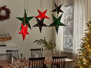 Set med 2 Adventsstjärnor Grön Sammetspapper 60 cm Hängande LED Jul Heminredning Högtidlig Traditionell Beliani