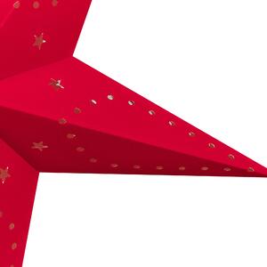 Set med 2 Adventsstjärnor Röd Sammetspapper 60 cm Hängande LED Jul Heminredning Högtidlig Traditionell Beliani