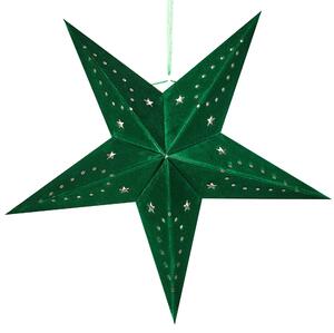 Set med 2 Adventsstjärnor Grön Sammetspapper 45 cm Hängande LED Jul Heminredning Högtidlig Traditionell Beliani