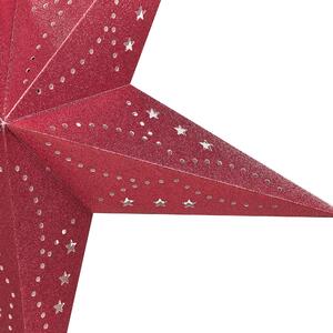 Set med 2 Adventsstjärnor Röd Glittrigt Papper 60 cm Hängande LED Jul Heminredning Högtidlig Traditionell Beliani
