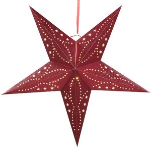 Set med 2 Adventsstjärnor Röd Glittrigt Papper 60 cm Hängande LED Jul Heminredning Högtidlig Traditionell Beliani