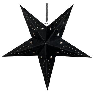 Set med 2 Adventsstjärnor Svart Sammetspapper 60 cm Hängande LED Jul Heminredning Högtidlig Traditionell Beliani
