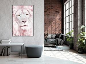 Inramad Poster / Tavla - Dreamy Lion - 40x60 Guldram med passepartout