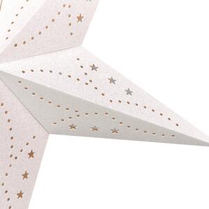 Set med 2 Adventsstjärnor Vit Glittrigt Papper 60 cm Hängande LED Jul Heminredning Högtidlig Traditionell Beliani