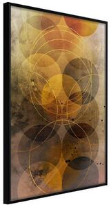 Inramad Poster / Tavla - Golden Circles - 20x30 Svart ram med passepartout