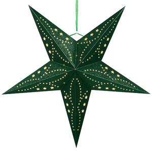 Set med 2 Adventsstjärnor Grön Glittrigt Papper 60 cm Hängande LED Jul Heminredning Högtidlig Traditionell Beliani