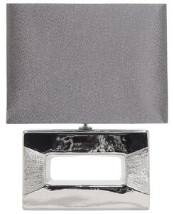 Bordslampa i Brunt och Silvermetall 42 cm Fyrkantig Modern Dekorativ Lampskärm Beliani