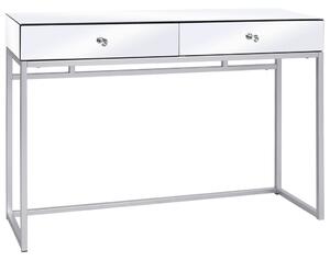 Konsolbord med spegel stål och glas 107x33x77 cm