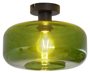 Retro taklampa svart med grönt glas - Bizle