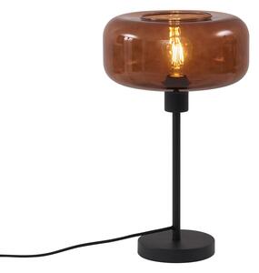 Retro bordslampa svart med bronsglas - Bizle