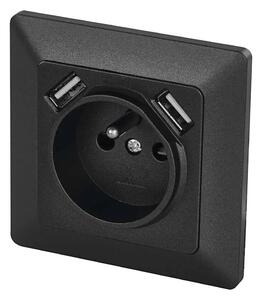 Vägguttag med USB 250V/16A antracit