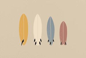 Illustration Vintage Old-school Retro Style Surfboards on, LucidSurf