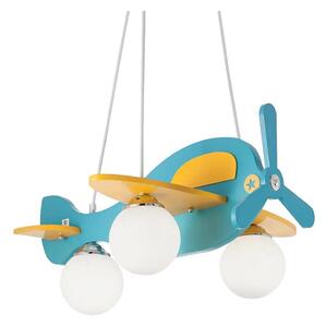 Ideal Lux - Hängande ljuskrona med textilsladd för barn AVION 3xE27/28W/230V blå