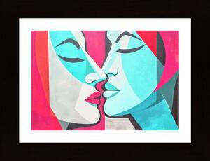 A Kiss Pink Teal Poster
