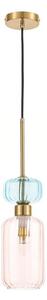 Ljuskrona med textilsladd MOLLY 1xE14/40W/230V diameter 12 cm guld/rosa/blå