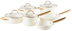 Köksset 10 Delar Off-White Aluminium Keramisk Beläggning Non-Stick 3 Kastruller med Lock 2 Stekpannor 1 Låg Gryta Beliani