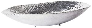 Dekorativt fat Silver Metall 78 cm Löv Oval tallrik Modernt vardagsrum Glamour Inredningsdetalj Beliani